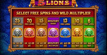 5 Lions: Бонусные игры