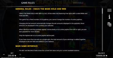 Crack the Bank Hold and Win: Правила