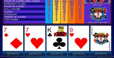 Double Joker Poker: Выплата