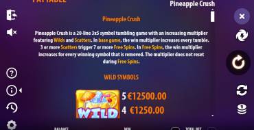 Pineapple Crush: Таблица выплат