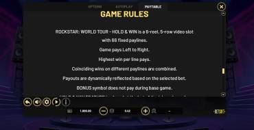 RockStar World Tour Hold&Win: Правила