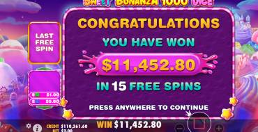 Sweet Bonanza 1000 Dice: Выигрыши