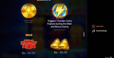 Thunder Coins: Hold and Win: Таблица выплат