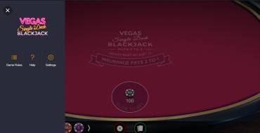 Vegas Single Deck Blackjack: Меню